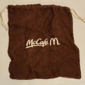 RARE McDonald's McCafe Burlap Coffee Sack Draw String Bag Top